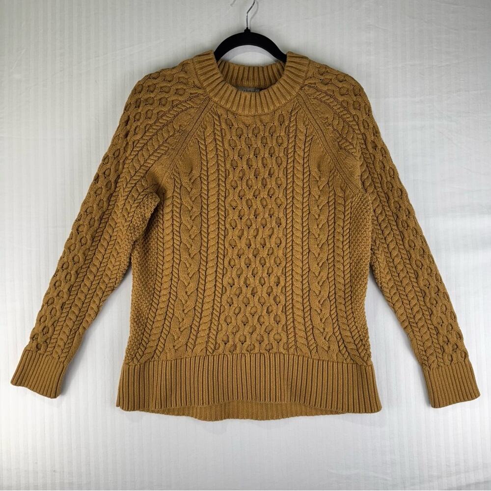 J. Crew Fisherman Cable Knit Tan Crewneck Pullover Sweater Women’s Size Small